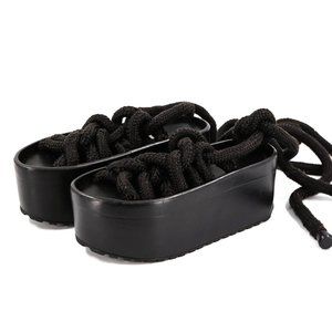 All Saints Black Knit Platform Wrap Sandals 5.5 US